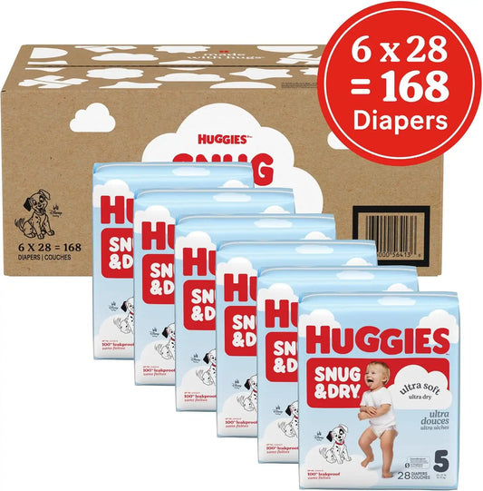 Huggies Snug & Dry Diapers Size 5, 168 Count