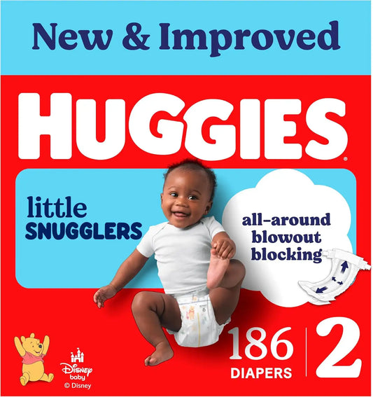 Huggies Little Snugglers Diapers Size 2, 186 Count (3 Packs of 62)
