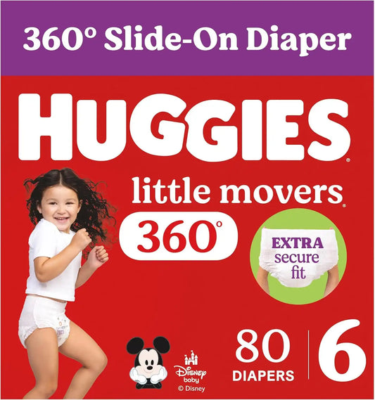 Huggies Little Movers HuggFit 360 Diapers Size 6, 80 Count
