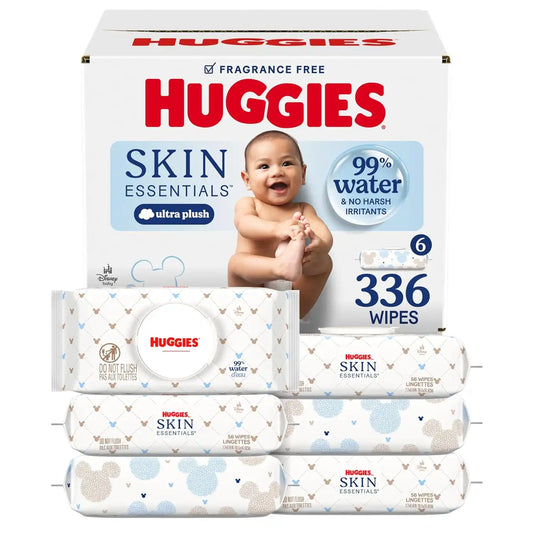 Huggies Skin Essentials Baby Wipes, 99% Water, 6 Packs, 336 Wipes
