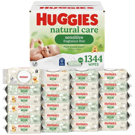 Huggies Natural Care Sensitive Baby Wipes, Unscented, 24 Packs, 1344 Wipes