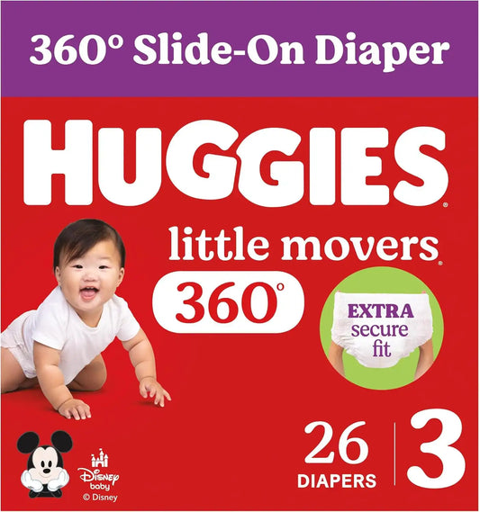 Huggies Little Movers HuggFit 360 Diapers Size 3, 26 Count