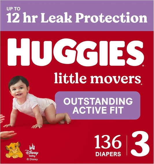 Huggies Little Movers Diapers Size 3, 136 Count