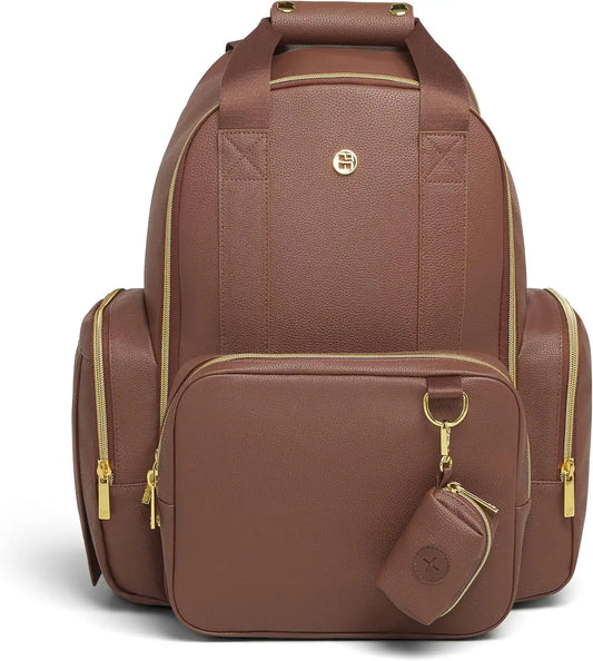 HUGGIES Unisex-adult Signature Hug Pack Diaper Backpack, Cognac Leather, One Size