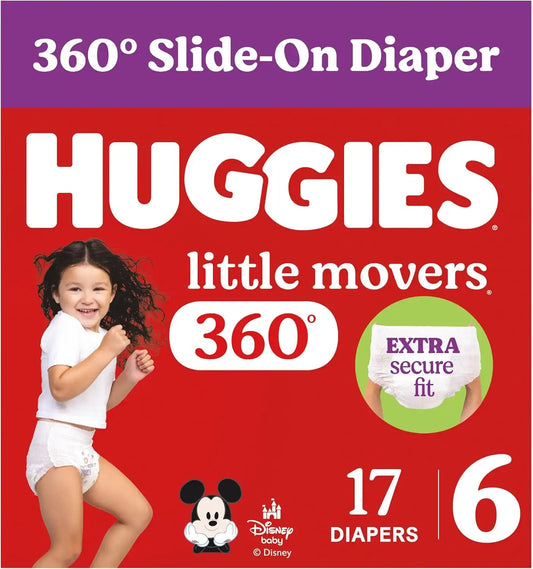 Huggies Little Movers HuggFit 360 Diapers Size 6, 17 Count
