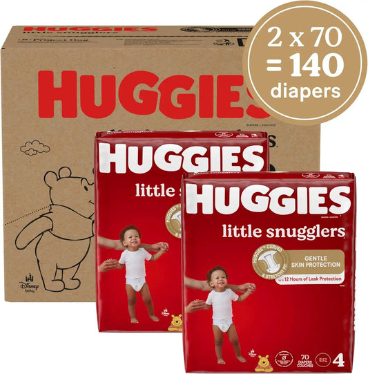 Baby Diapers Size 4 (22-37 lbs), 140ct, Huggies Little Snugglers