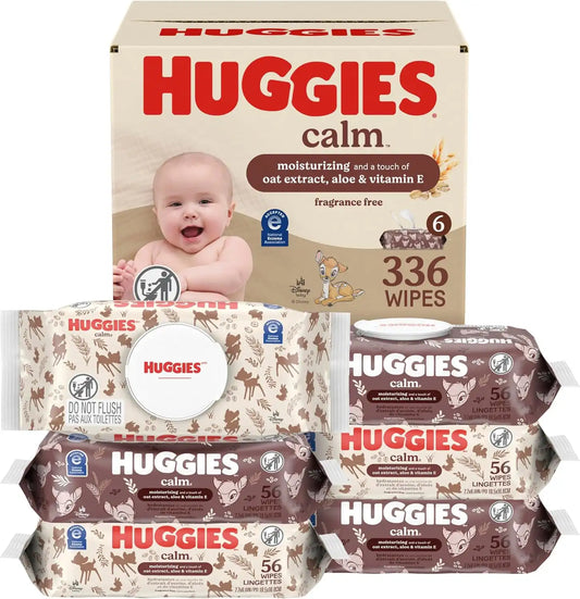 Huggies Calm Baby Wipes, Unscented, 6 Packs, 336 Wipes