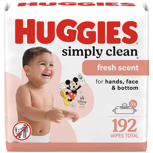 Huggies Simply Clean Baby Wipes, Fresh Scent, 3 Packs, 192 Wipes