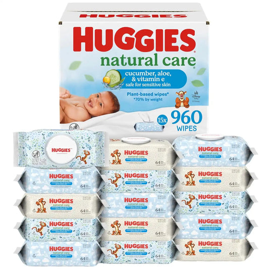 Huggies Natural Care Cucumber, Aloe & Vitamin E Wipes, 15 Packs, 960 Wipes