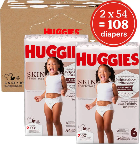 Huggies Skin Essentials Diapers Size 6, 108 Count (2 Packs of 54)