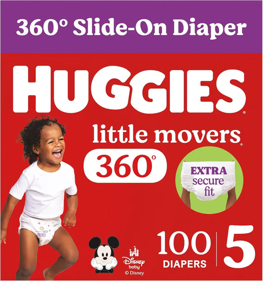 Huggies Little Movers HuggFit 360 Diapers Size 5, 100 Count
