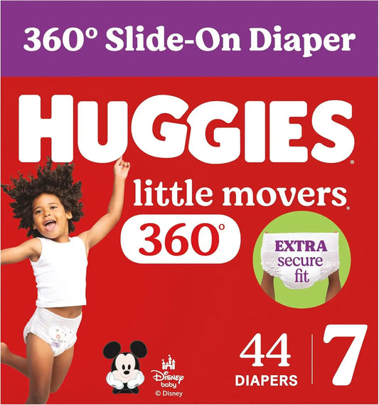 Huggies Little Movers HuggFit 360 Diapers Size 7, 44 Count