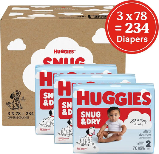 Huggies Snug & Dry Diapers Size 2, 234 Count