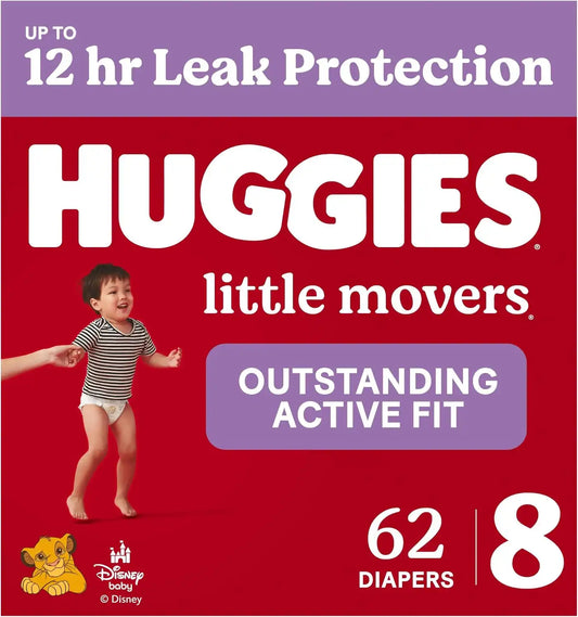 Huggies Little Movers Diapers Size 8, 62 Count