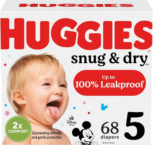 Huggies Size 5 Diapers, Snug & Dry Baby Diapers, Size 5 (27+ lbs), 68 Count
