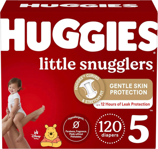 Baby Diapers Size 5 (27+ lbs), 120ct, Huggies Little Snugglers