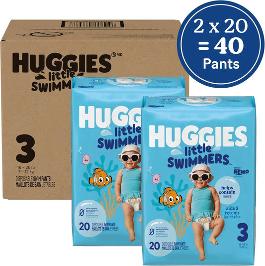 Huggies Little Swimmers Swim Diapers Size 3, 40 Count (2 Packs of 20)