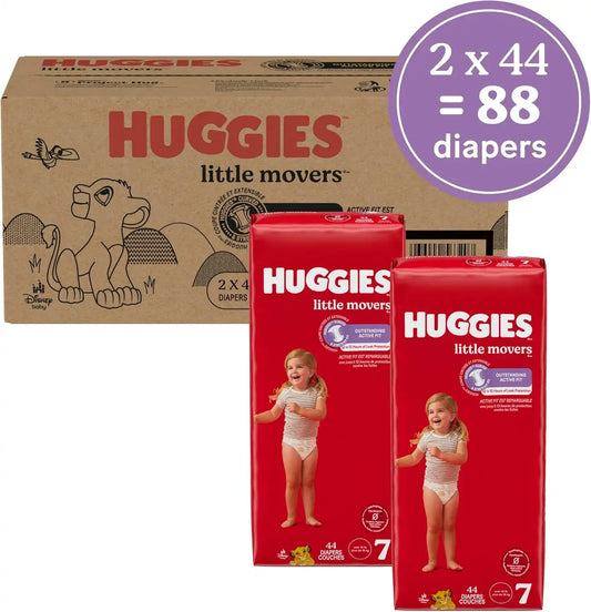Huggies Little Movers Diapers Size 7, 88 Count (2 Packs of 44)