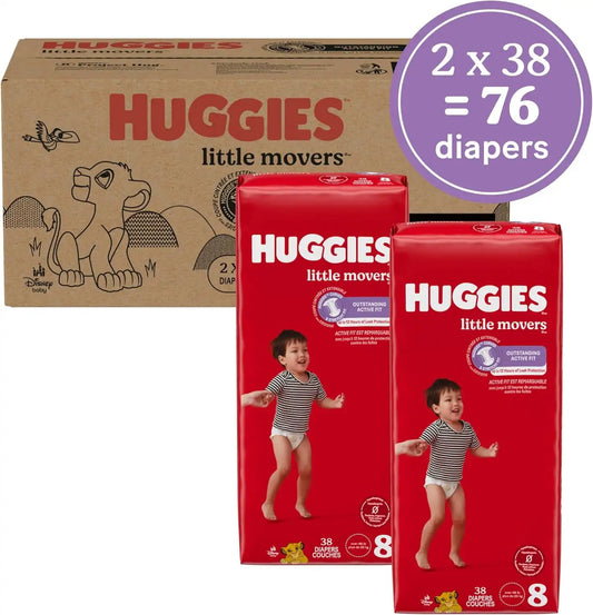 Huggies Little Movers Diapers Size 8, 76 Count (2 Packs of 38)
