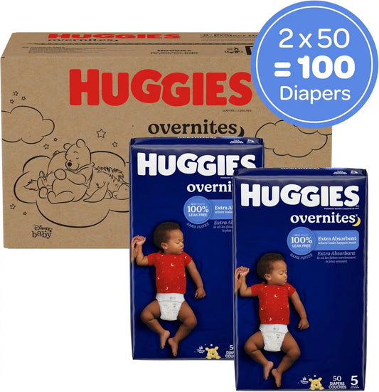 Huggies Overnites Diapers Size 5, 100 Count (2 Packs of 50)