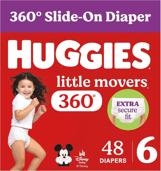 Huggies Little Movers HuggFit 360 Diapers Size 6, 48 Count