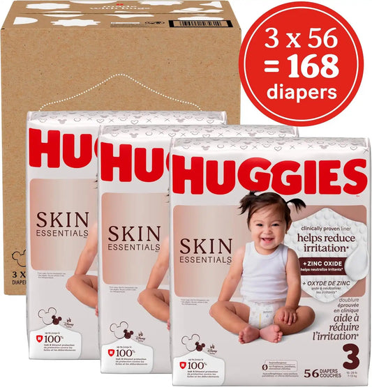 Huggies Skin Essentials Diapers Size 3, 168 Count (3 Packs of 56)