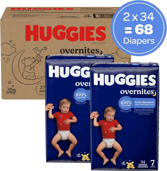 Huggies Overnites Diapers Size 7, 68 Count (2 Packs of 34)