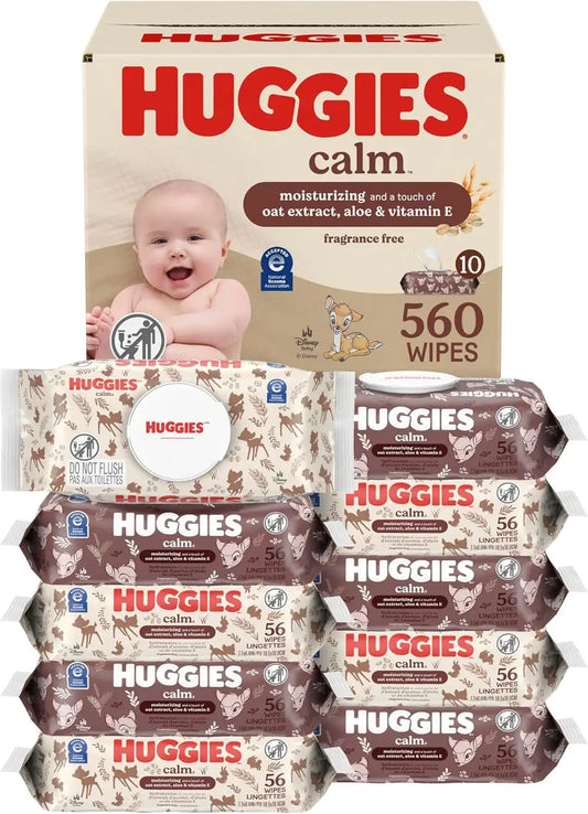 Huggies Calm Baby Wipes, Unscented, 10 Packs, 560 Wipes