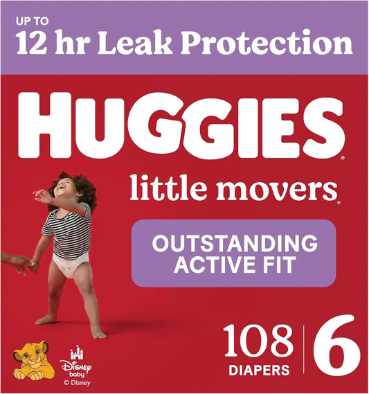 Huggies Little Movers Diapers Size 6, 108 Count (2 Packs of 54)
