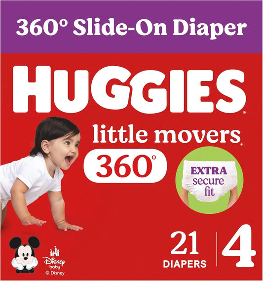 Huggies Little Movers HuggFit 360 Diapers Size 4, 21 Count