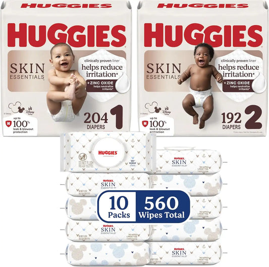 Huggies Skin Essentials Diapers and Wipes Bundle