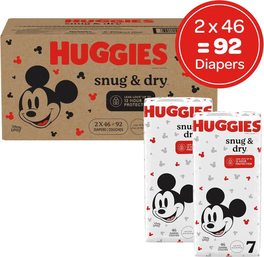Huggies Size 7 Diapers, Snug & Dry Baby Diapers, Size 7 (41+ lbs), 92 Count