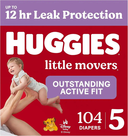 Huggies Little Movers, Baby Diapers, Size 5, 104 Count