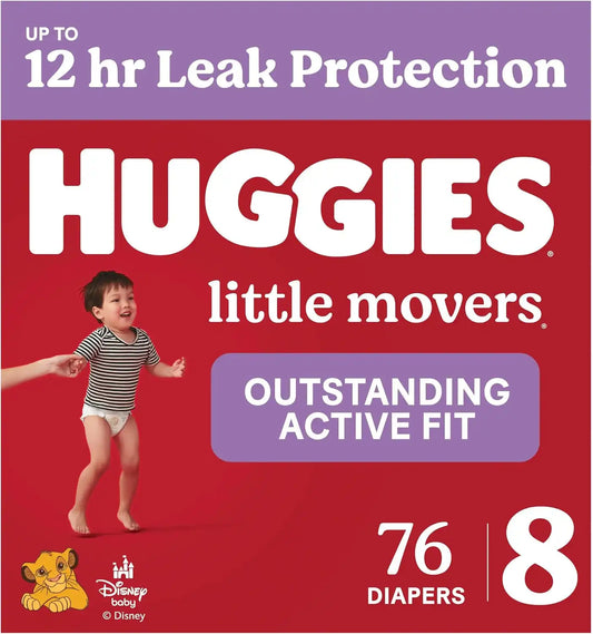 Huggies Little Movers Diapers Size 8, 76 Count (2 Packs of 38)