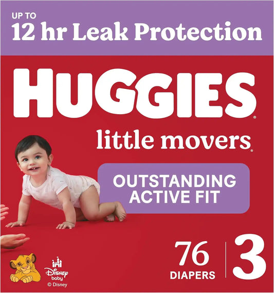Huggies Little Movers Diapers Size 3, 76 Count