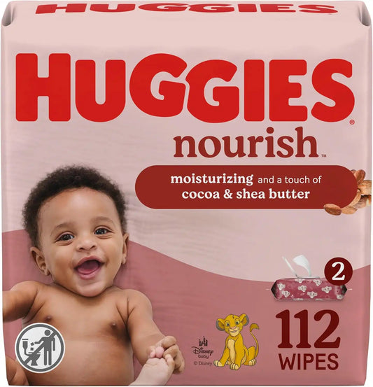 Huggies Nourish Scented Baby Wipes, 2 Packs, 112 Wipes