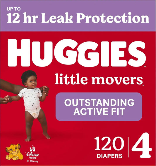 Huggies Little Movers Diapers Size 4, 120 Count